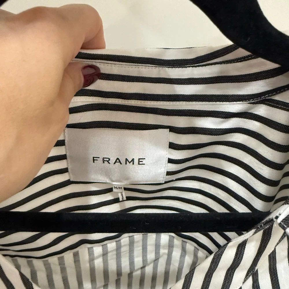 Frame Shortsleeve Button-Down Striped Women's Top - Picture 4 of 4